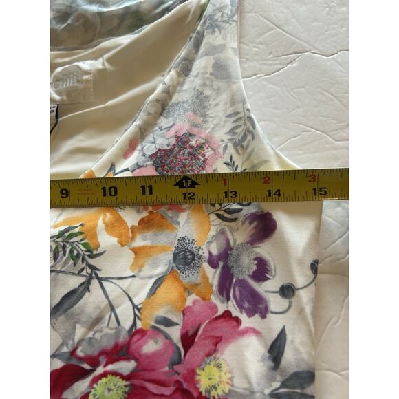 NWT ANALILI Sz XS/S Dress White Floral Print Silk Overlay Shift Wedding Guest - Picture 14 of 16